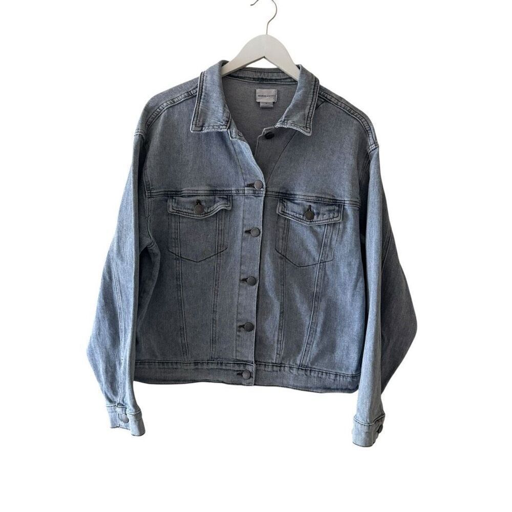 Melrose and Market Denim Jean Jacket Womens Light Blue Button Closure SZ M
